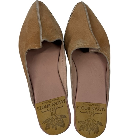 Anthropologie Mayan Roots mustards suede mules 9 - Picture 1 of 5